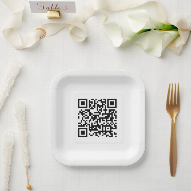 QR Code Modern Minimalist Business Paper Plates (Wedding)
