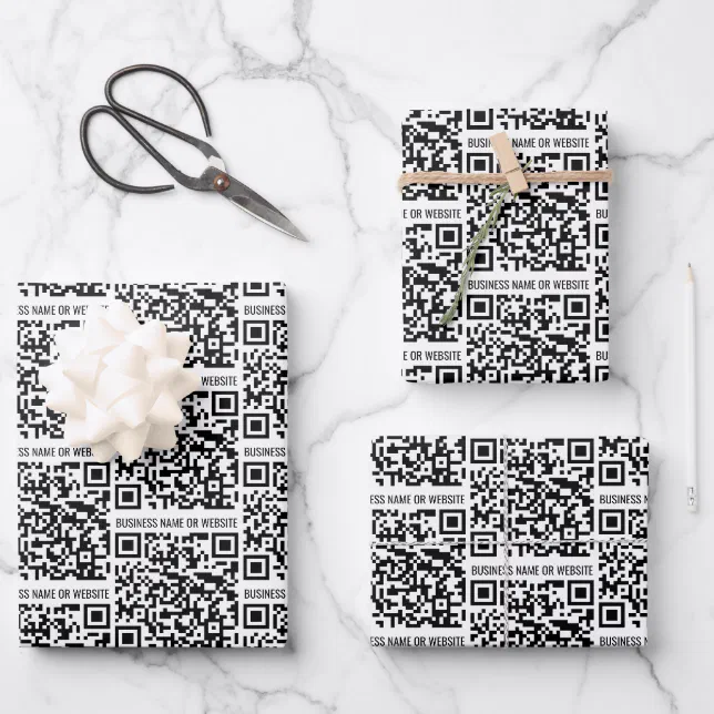 QR Code Modern Minimalist Business Wrapping Paper Sheet | Zazzle