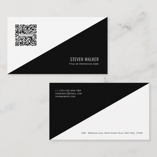 QR code Modern Minimalist Clean Professional Busin Business Card (Front/Back)