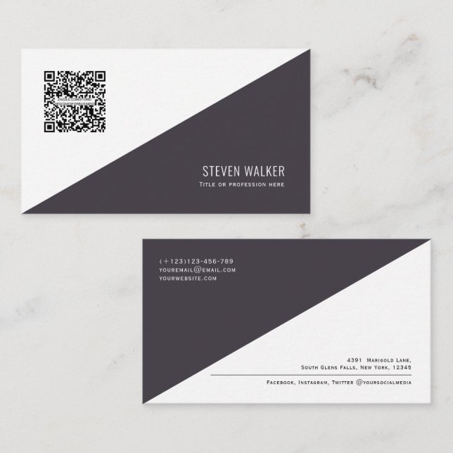 QR code Modern Minimalist Clean Professional Busin Business Card (Front/Back)