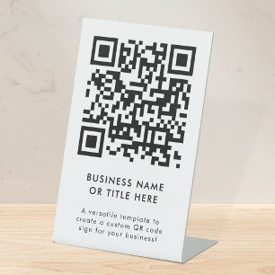 QR Code   Modern Minimalist Clean Simple White Pedestal Sign