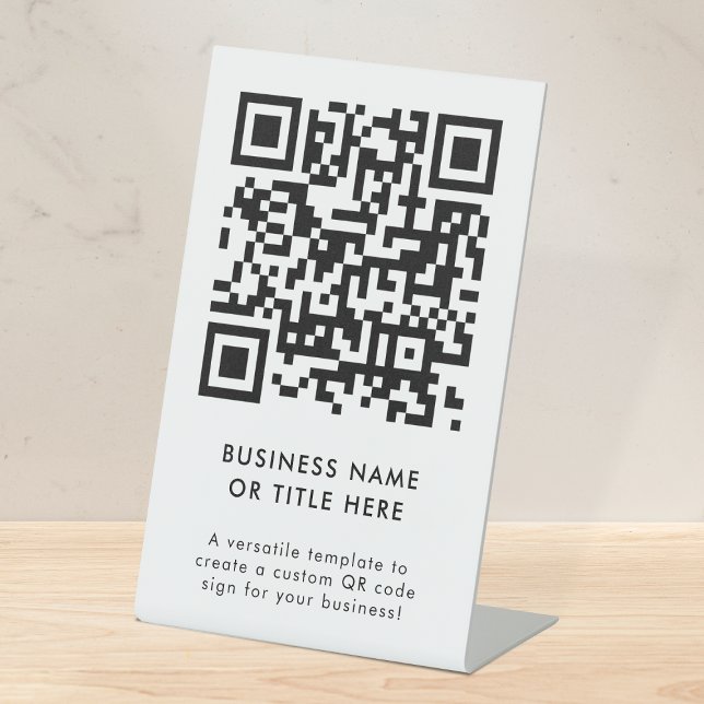 QR Code | Modern Minimalist Clean Simple White Pedestal Sign (Creator Uploaded)