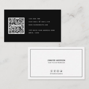 QR code Modern Minimalist Elegant Clean Simple  Bu Business Card