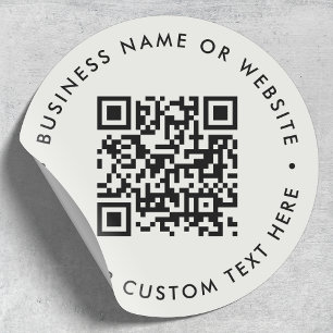 QR Code Modern Minimalist Grey Business Website Classic Round Sticker