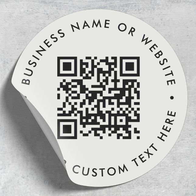 QR Code | Modern Minimalist Grey Business Website Classic Round Sticker (Interactive editable QR code stickers to promote your business, products or services.)