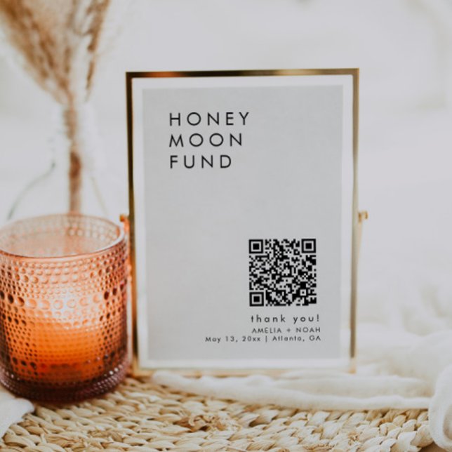 QR Code Modern Minimalist Honeymoon Fund Sign Invitation (Creator Uploaded)