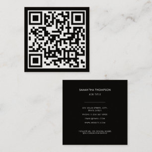 QR Code Modern Minimalist Scannable Black Square Business Card