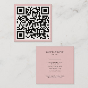 QR Code Modern Minimalist Scannable Blush Pink Square Business Card
