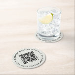 QR Code | Modern Minimalist Simple Grey Scannable Round Paper Coaster<br><div class="desc">A simple custom grey QR code coaster template in a modern minimalist style which can be easily updated with your QR code, business name or website and custom text, eg. scan me to... #QRcode #coaster #business</div>