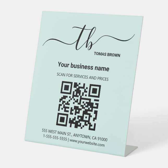 QR Code Modern Minimalist Simple Pedestal Sign (Front)