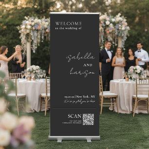 QR Code Modern Minimalist Wedding Welcome Retractable Banner