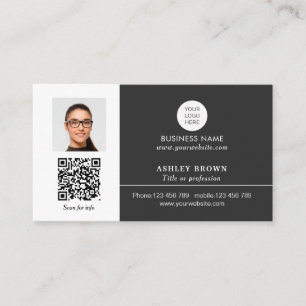 QR code modern networking realtor photo Business C Business Card