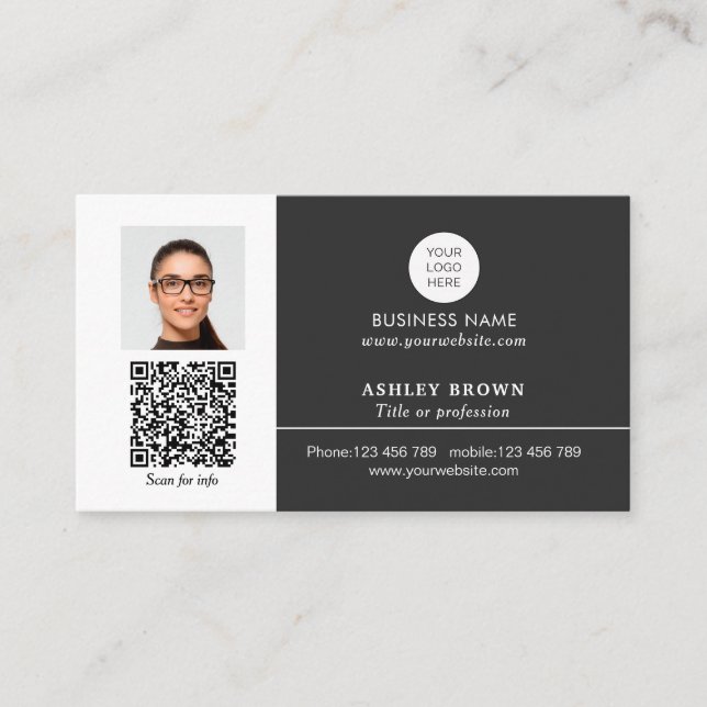QR code modern networking realtor photo Business C Card (Front)
