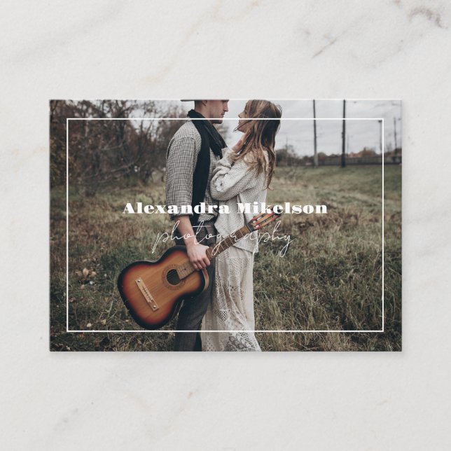 QR Code Modern Photo Photographer  Business Card (Front)