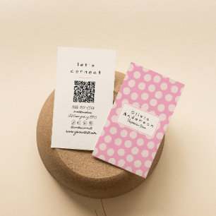 QR Code Modern Pink Quirky Unique Girly Trendy Business Card