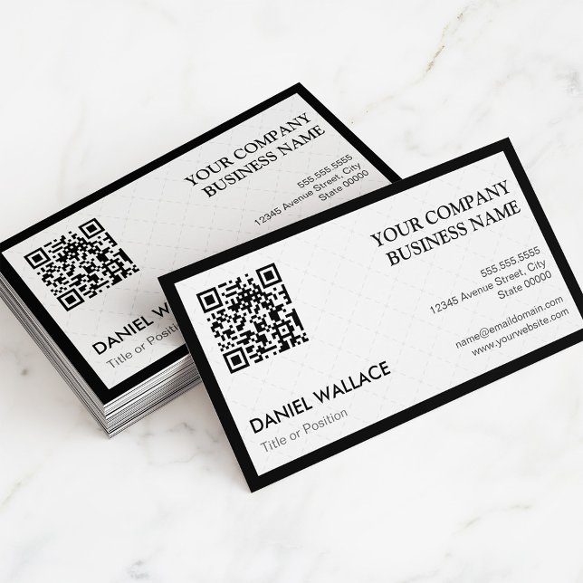 QR Code - Modern Professional Black White Business Card (Creator Uploaded)