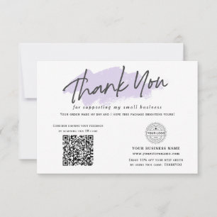 QR code Modern purple small business Thank You Card