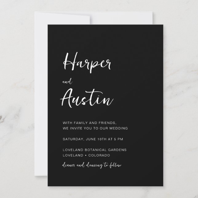 QR Code Modern Script Wedding Invitation (Front)