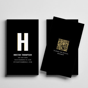 QR Code Modern Shadow Monogram Stylish Trendy Cool Business Card