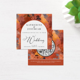 QR Code Modern Terracotta Arch Wedding Invitation