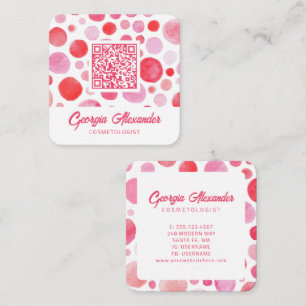 QR Code Modern Trendy Abstract Cosmetologist Square Business Card