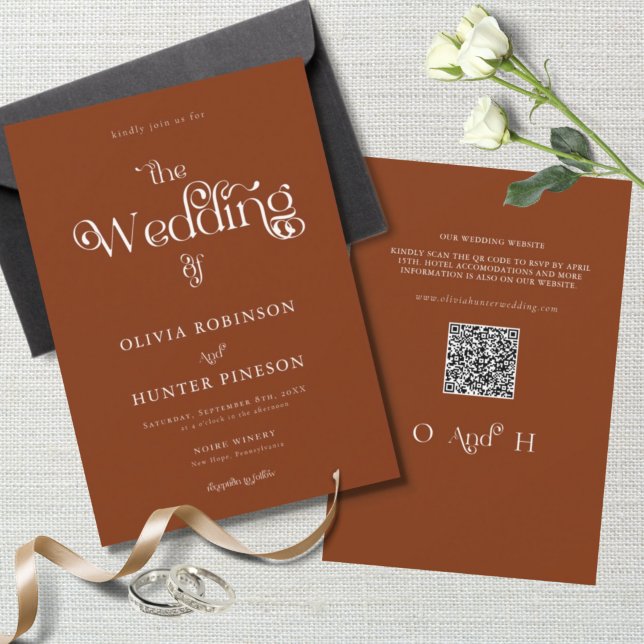 QR Code Modern Typography Wedding All in one  Invitation (Creator Uploaded)