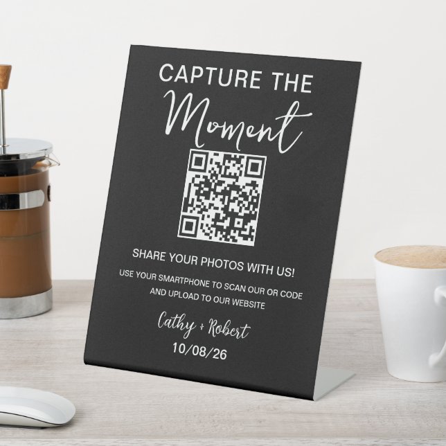 QR Code Modern Wedding Capture the love Pedestal Sign (In SItu)