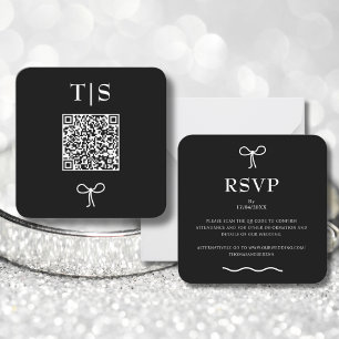 QR Code Monochrome Black White Website Wedding Card