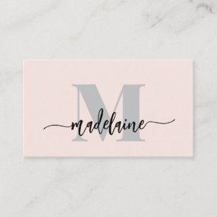 QR Code Monogram Black Pink Elegant  Business Card
