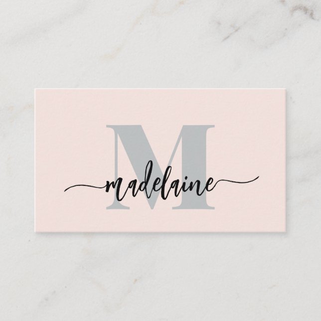 QR Code Monogram Black Pink Elegant  Business Card (Front)