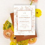 QR Code Monogram Orange Floral Line Art Wedding Invitation<br><div class="desc">This QR Code Monogram Orange Floral Line Art Wedding Invitation is the epitome of sophistication and timeless style, offering a seamless blend of traditional elegance and modern convenience. The striking burnt orange floral line art framing the invitation enhances its minimalistic beauty, while the monogram at the top adds a personalised,...</div>