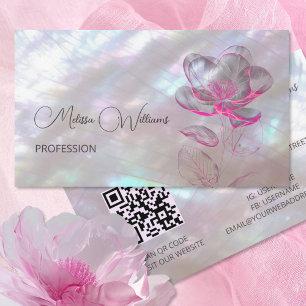 QR Code   Mother-of-pearl Flower Shimmering Business Card
