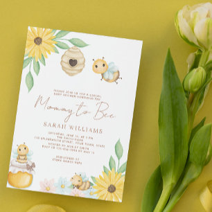 QR Code Mummy to Bee Gender Neutral Baby Shower Invitation