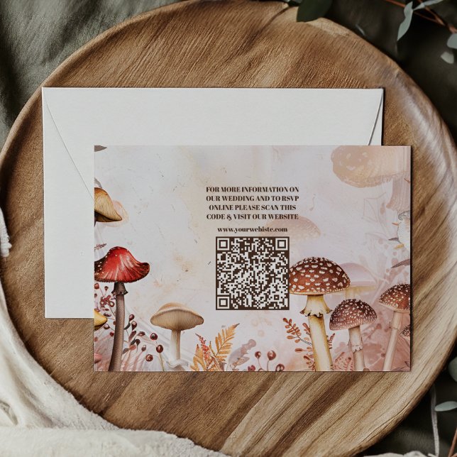 QR Code Mushroom Toadstool Enchanted Forest Weddin Enclosure Card (Creator Uploaded)