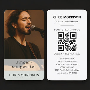 QR Code Musician Sage Green Business Card