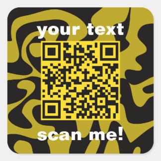 QR Code Mustard Gold Yellow Black Bright Modern Square Sticker