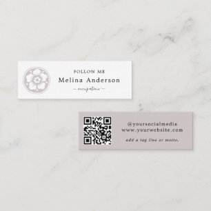 QR Code Muted Pink Social Media   Mini Business Card