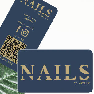 QR Code Nail Salon Nail Technician Branding Cool Business Card