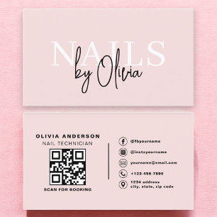 QR Code Nail Specialist Artist Modern Typography  Business Card