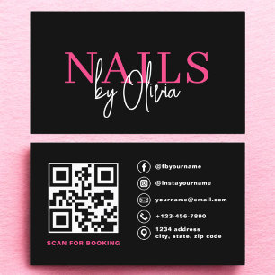 QR Code Nail Specialist Artist Modern Typography  Business Card