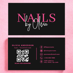 QR Code Nail Specialist Artist Modern Typography  Business Card