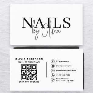 QR Code Nail Specialist Artist Modern Typography Business Card