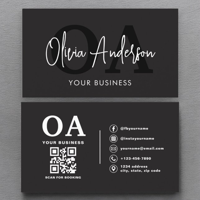 QR Code Nail Specialist Artist Modern Typography  Business Card (Creator Uploaded)