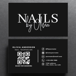 QR Code Nail Specialist Artist Modern Typography  Business Card