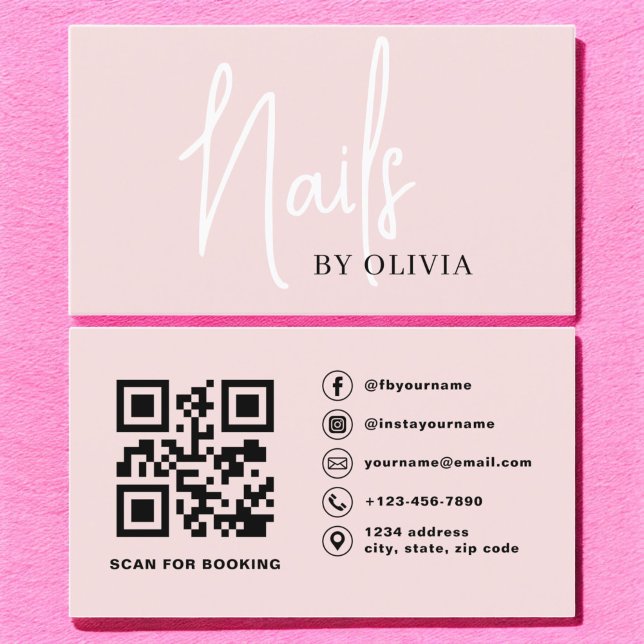 QR Code Nail Specialist Artist Modern Typography  Business Card (Creator Uploaded)
