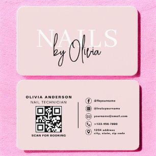 QR Code Nail Specialist Artist Modern Typography  Business Card
