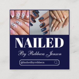 QR Code Nail Specialist Artist Modern Typography Square Business Card