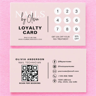 QR Code Nail Specialist Blush Pink Loyalty Card