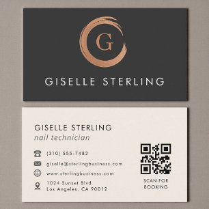 QR Code Nail Technician Modern Minimalist Business Card