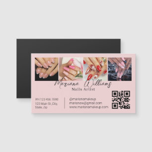 qr code nails artist 4 photos pink business magnet